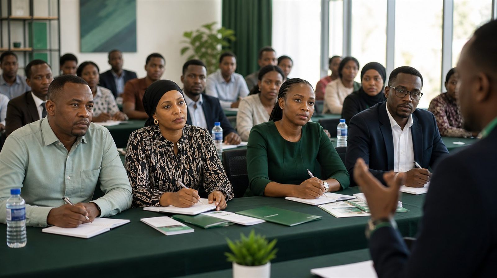 Parent audience at CMH seminar - attentive, taking notes